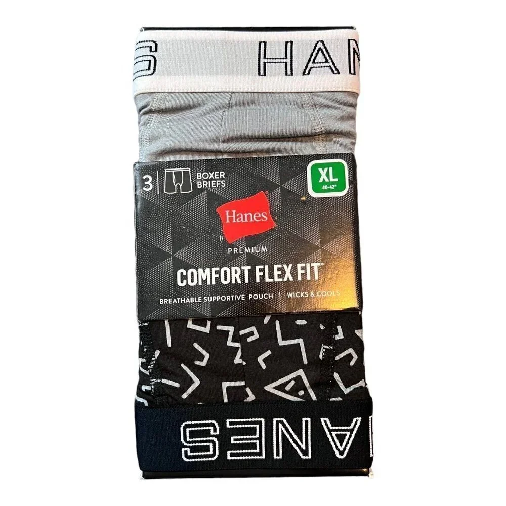NEW HANES Premium Comfort FlexFit 3 BOXER BRIEFS Assorted Colors Sz XL